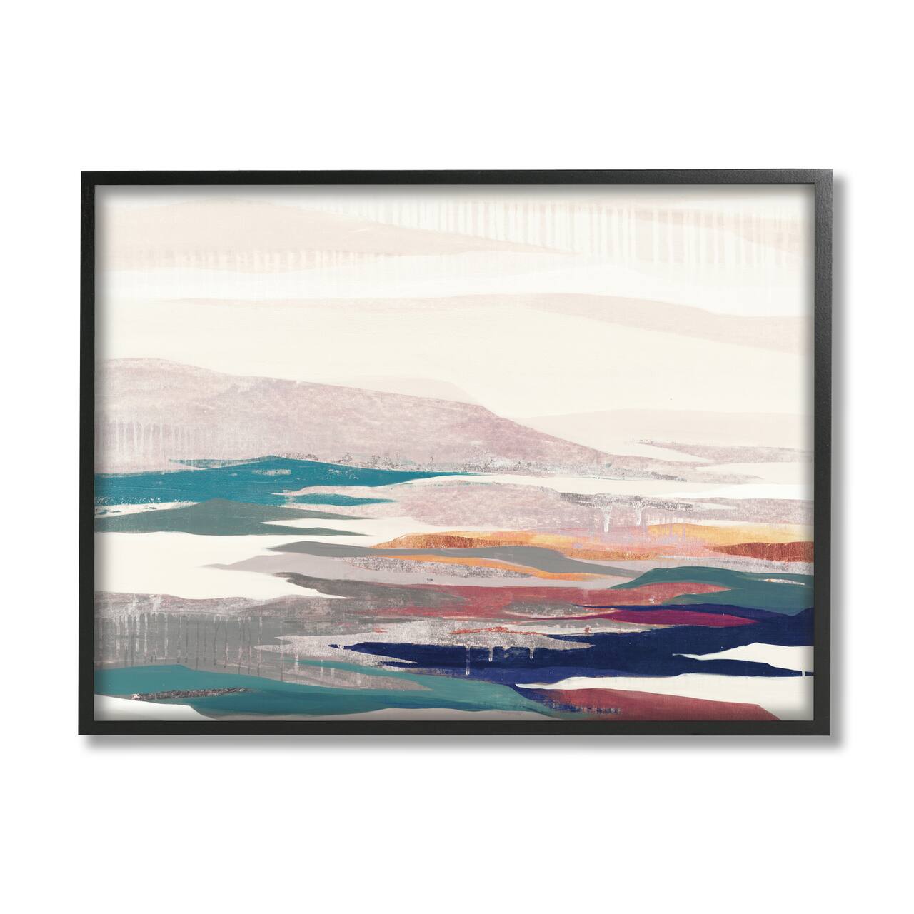 Stupell Industries Abstract Valley Landscape Pastel Pop Hills in Black Frame Wall Art